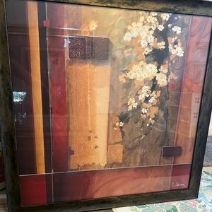 SUMMER BLOOM by DON LI-LEGER - BEAUTIFUL WARM FLORAL ABSTRACT CANVAS 30”x30.5”